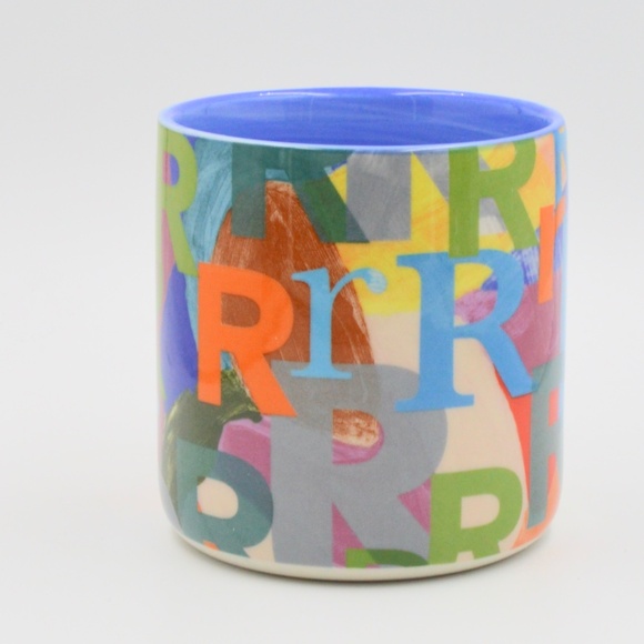 Anthropologie Lottie Monogram Mug R Coffee Tea Matcha Latte Cup Excellent - Picture 6 of 7